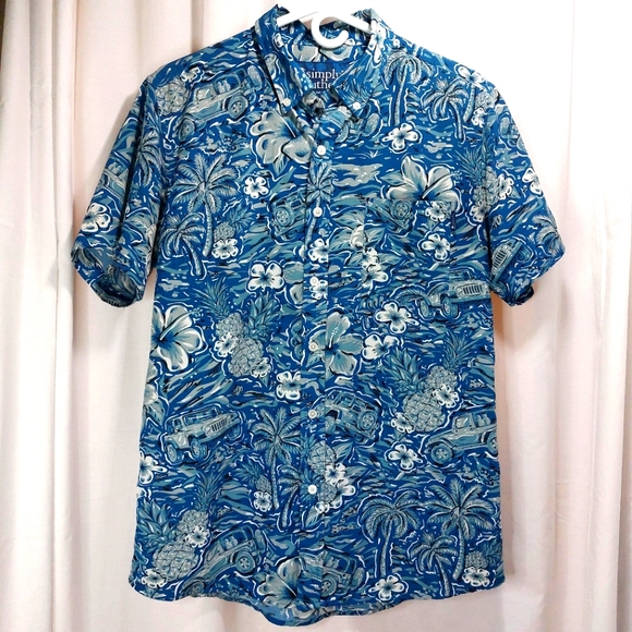 Simply Southern Mens Short Sleeve Button Shirt Hawaiian Jeep Beachy Size Small‎ - Picture 1 of 6